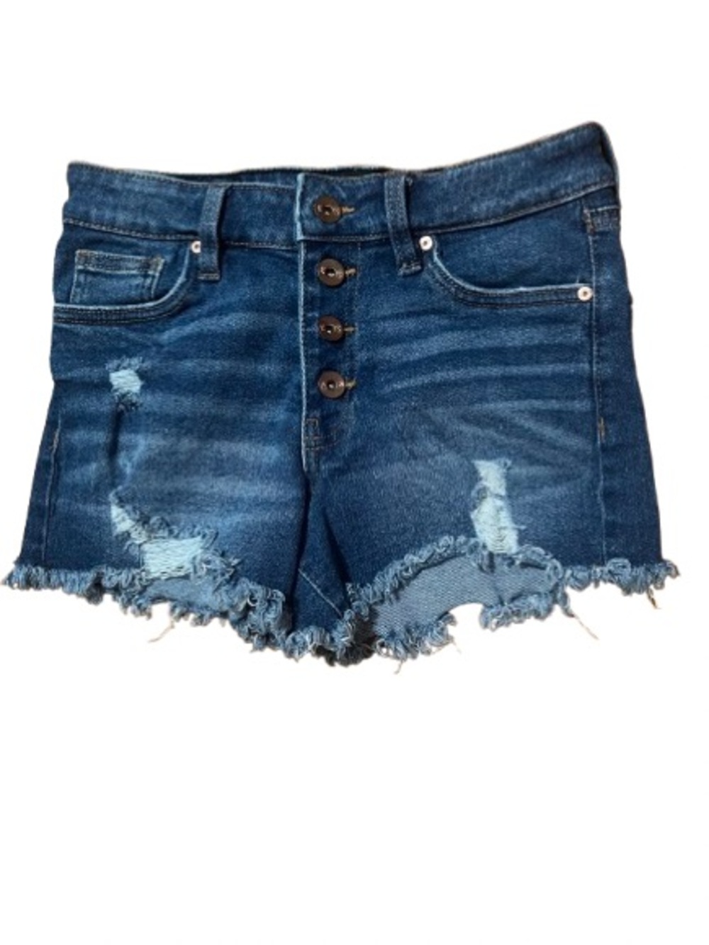 Kendall + Kylie The Hipster Short Distressed Button Fly Denim Shorts - Size 25